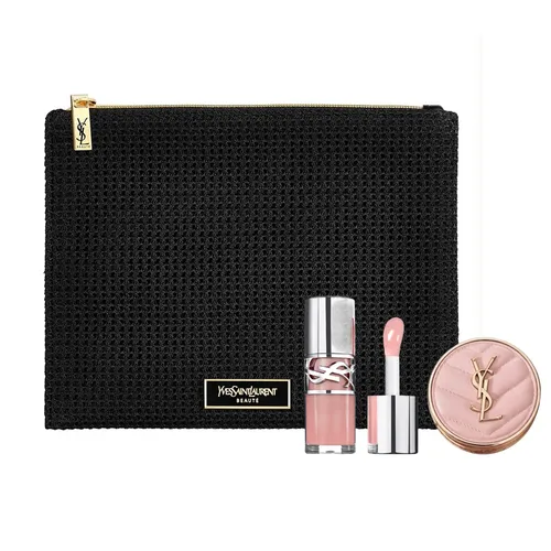 Set Cushion Yves Saint Laurent YSL Tone B10 Mini + Son Loveshine Plumping Lip Oil Gloss 02 Lucky Moonstone Fullsize + Túi