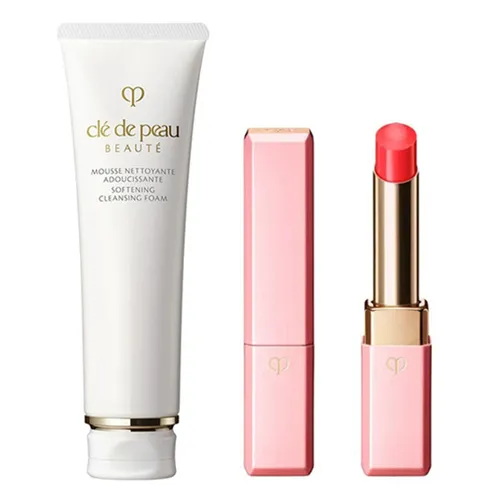 Set Sữa Rửa Mặt Clé De Peau Softening Cleansing Foam 125ml + Son Dưỡng Beauté Lip Glorifier N2 Red Màu Đỏ Hồng