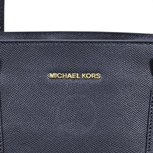 Michael Kors Small Voyager Textured Crossgrain Leather Tote- Black