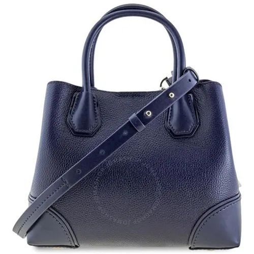 Túi Xách Tay Michael Kors MK Ladies Mercer Gallery Small Pebbled Leather Satchel Màu Xanh Navy