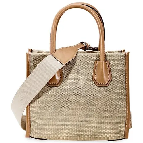 Túi Đeo Chéo Michael Kors MK Mercer Metallic Canvas Crossbody Màu Nâu