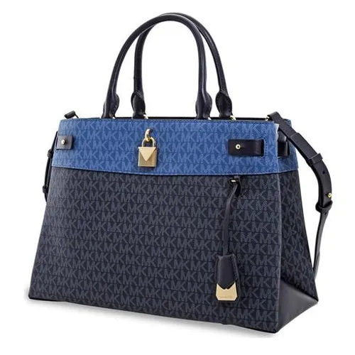 Túi Xách Tay Michael Kors MK Gramercy Colorblock Large Satchel- Blue/Multi Màu Xanh Navy