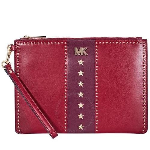 Ví Cầm Tay Michael Kors MK Medium Leather Zip Pouch- Red Màu Đỏ