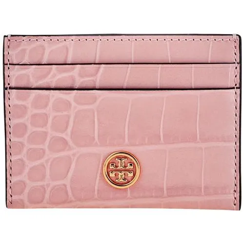 Ví Card Tory Burch Robinson Embossed Card Case- Mineral Pink Màu Hồng