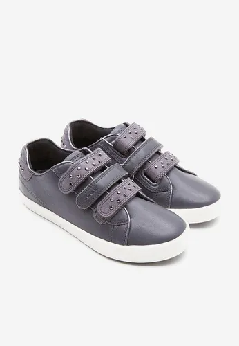 Sneakers Bé Gái Geox J KIWI G. D NAPPA+ECO-SUEDE Màu Xám Hạt Size 30
