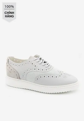 Sneakers Geox D THYMAR B SYNT.LEA+MES Họa Tiết Retro Brogue Màu Xám Size 39