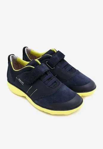 Sneakers Bé Trai Geox J NEBULA B. A TEXTILE+SUEDE Màu Xanh Navy Viền Vàng Size 32