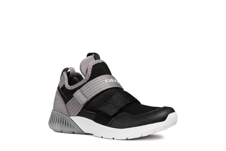 Sneakers Bé Trai Geox J SVETH B. C GBK SUEDE+LYCRA Màu Đen Phối Xám Size 33