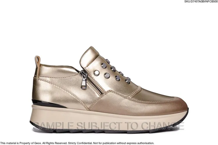 Sneakers Nữ Geox D Gendry A Đính Đinh Tán Màu Vàng Nhũ Size 37