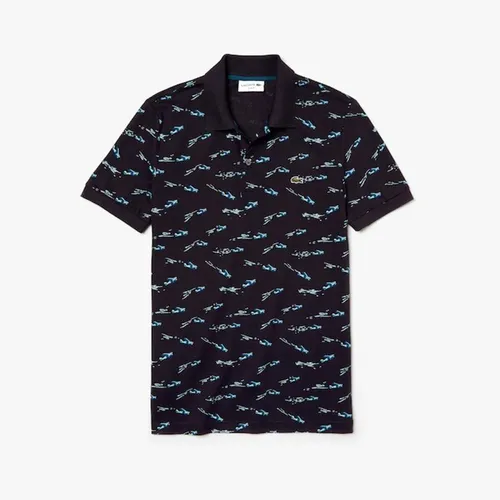 Áo Nam Lacoste Men's Slim Fit Cotton And Linen Pique Polo Màu Xanh Đen