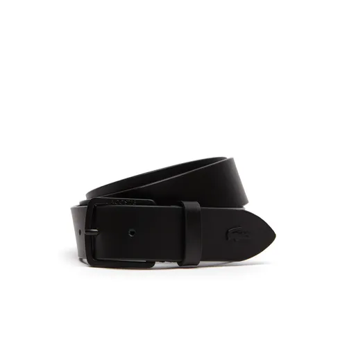 Thắt Lưng Men's Lacoste Engraved Tongue Buckle Leather Belt Black RC1644-H02