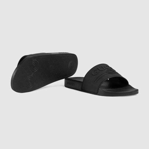 Dép Gucci Logo Rubber Slide Sandal Màu Đen Size 39-6