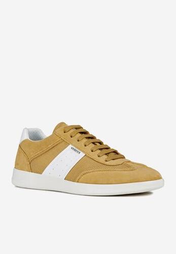 Giày Sneakers Nam Geox U KENNET A SUEDE+MESH Màu Be Phối Trắng Size 43