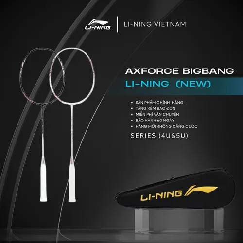 Vợt cầu lông Li-ning  AXFORCE BIGBANG NEW (4U & 5U) (Màu Đen & Màu Trắng) P-AYPU049-4 Trắng