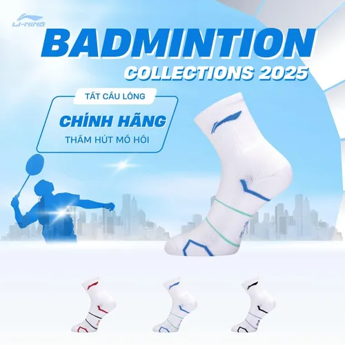 Tất cầu lông Unisex chính hãng Li-Ning P-AWSU075 chất liệu cotton thấm hút mồ hôi,thoáng khí dành cho cả nam và nữ chơi thể thao