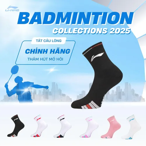Tất cầu lông Unisex chính hãng Li-Ning P-AWSU084 & P-AWSU083 chất liệu cotton thấm hút mồ hôi,thoáng khí dành cho cả nam và nữ chơi thể thao
