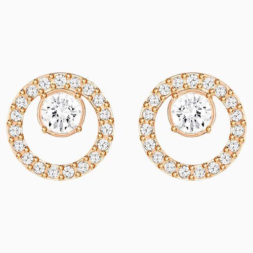 Khuyên Tai Swarovski Creativity Circle Pierced Earrings, White, Rose-Gold Tone Plated 5199827