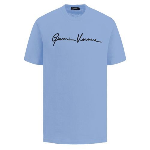 Áo Phông Versace Gianni Signature Embroidered 1006217 1A04235 2UF00 Màu Xanh Blue