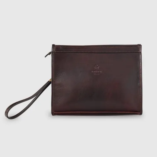Túi Clutch Da Vacchetta Cao Cấp Medici Of Florence 76-Fondant màu Nâu Đen