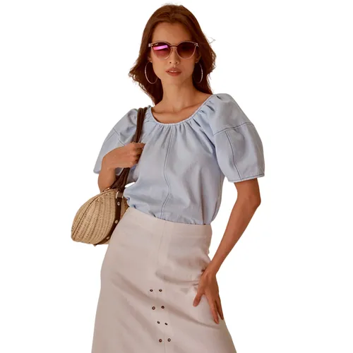 Áo Sơ Mi Nữ F2 Fashion & Freedom Linen Becoming Unveil AK469-XCN-S-0721 Màu Xanh Nhạt Size S
