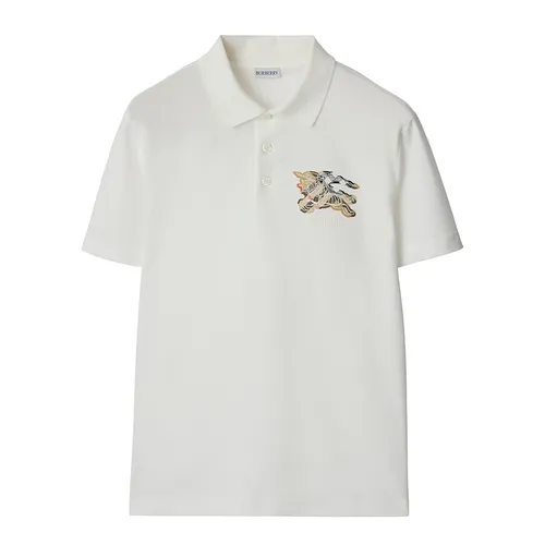 Áo Polo Nam Burberry Logo-Embroidered Appliquéd Cotton-Piqué Màu Trắng Size L