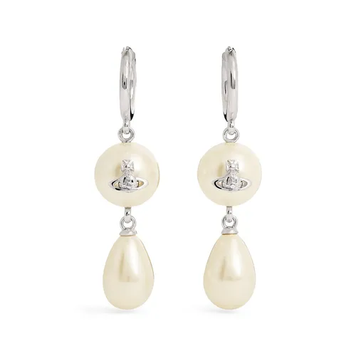 Khuyên Tai Nữ Vivienne Westwood Faux Pearl Martha Drop Earrings Màu Trắng Ngà