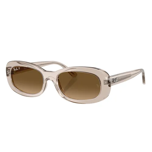 Kính Mát Unisex RayBan 0RB2221F 6827M2 Transparent Beige Gradient Brown Polarized Sunglasses Màu Nâu Be