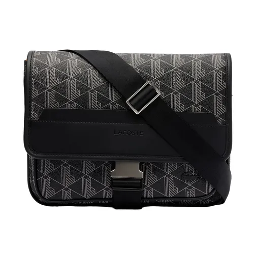 Túi Đeo Chéo Nam Lacoste The Blend Monogram Flap Close Large Purse NH4411LX Màu Đen