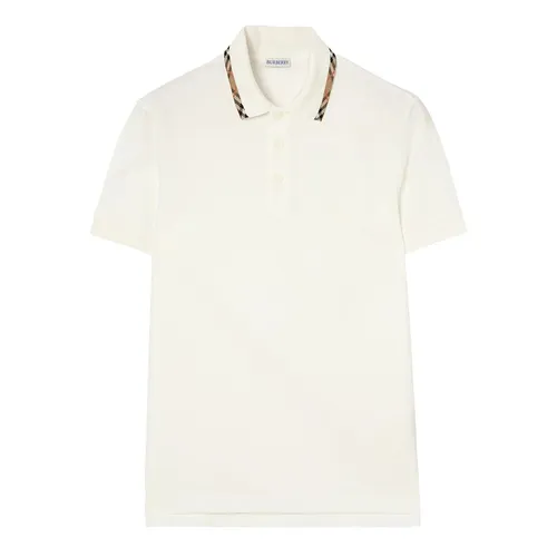 Áo Polo Nam Burberry Check-trim Cotton Polo Shirt 8126955 Màu Trắng Size S