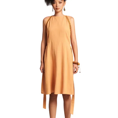 Đầm Nữ F2 Fashion & Freedom Women's Linen Dress In Orange-Brown Free Color D737-CN-S-0623 Màu Cam Nâu Size S