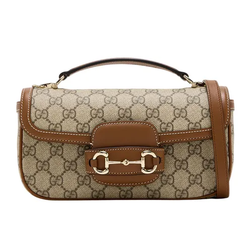 Túi Xách Tay Nữ Gucci Horsebit 1955 Soft Small Top-Handle Bag Màu Be Nâu