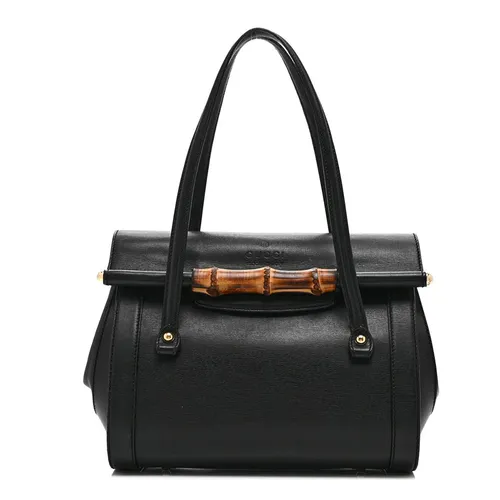 Túi Đeo Vai Nữ Gucci Calfskin Bamboo Bullet Top Handle Bag Black Màu Đen