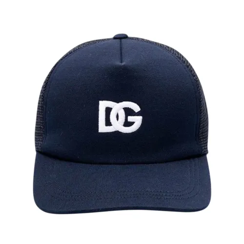 Mũ Nam Dolce & Gabbana Logo-Embroidered DG Trucker Cap In Blue GH885Z HU7AL B0665 Màu Xanh Than Size 58