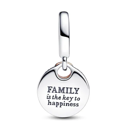 Hạt Vòng Charm Pandora Two-tone Key To Happiness Double Dangle Charm 783236C01 Màu Bạc