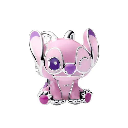 Hạt Vòng Charm Pandora Disney Lilo & Stitch Angel 793739C01 Màu Hồng
