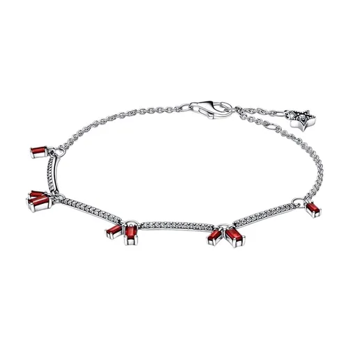 Vòng Đeo Tay Pandora Firecracker Pavé Bars Bracelet 592537C01 Màu Bạc Đỏ Size 16