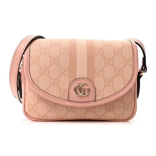 Túi Đeo Chéo Nữ Gucci GG Supreme Monogram Textured Dollar Calfskin Mini Ophidia Flap Rose Pink Màu Hồng Rose