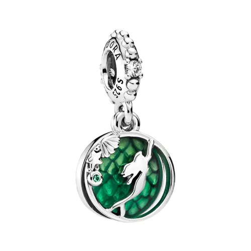 Hạt Vòng Charm Pandora Disney Ariel Pendant Charm 798231CZ Màu Xanh Bạc