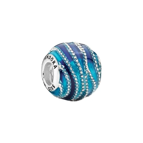 Hạt Vòng Charm Pandora Water Silver Charm With Mixed Blue Enamel Colours Màu Xanh Blue