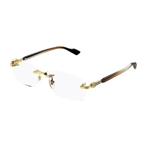 Gọng Kính Unisex Gucci Eyeglasses Gold GG1221O 002 Màu Nâu Vàng