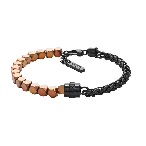 Vòng Đeo Tay Diesel Stainless Steel And Hematite Beaded Bracelet DX1648931 Màu Đen/Đồng