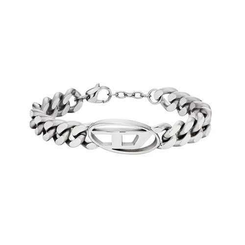 Vòng Đeo Tay Nam Diesel Men's Chain Link Bracelet With D Logo DX1432040 Màu Bạc