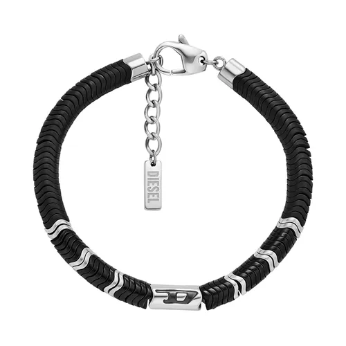 Vòng Đeo Tay Nam Diesel Hematite Beaded Bracelet DX1574931 Màu Đen/Bạc