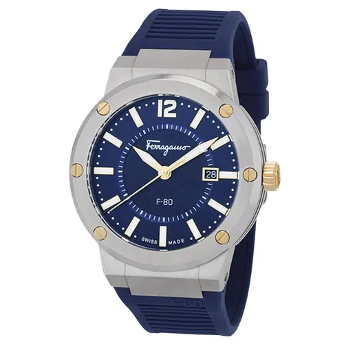 Đồng Hồ Nam Salvatore Ferragamo F-80 Quartz SFHY01122 44mm Màu Xanh Bạc