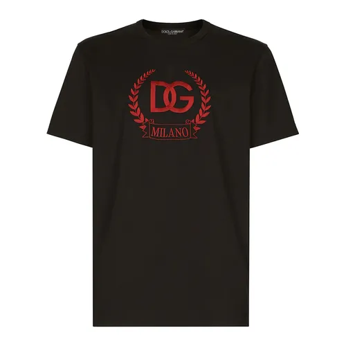 Áo Thun Nam Dolce & Gabbana D&G Cotton T-shirt With Embroidered Logo Màu Đen Size 46