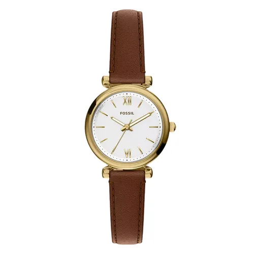 Đồng Hồ Nữ Fossil Carlie Mini Three Hand Brown Leather Watch ES5464 Màu Nâu - Vàng
