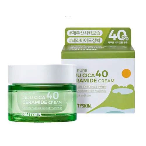 Kem Dưỡng  Rau Má Làm Dịu Phục Hồi Da Pretty Skin Pure Jeju Cica 40 Ceramide Cream 52ml
