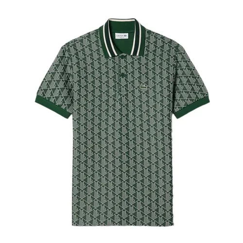 Áo Polo Nam Lacoste Men's Classic Fit Contrast Collar Monogram DH1417 10 D1R Màu Xanh Lá Size 4