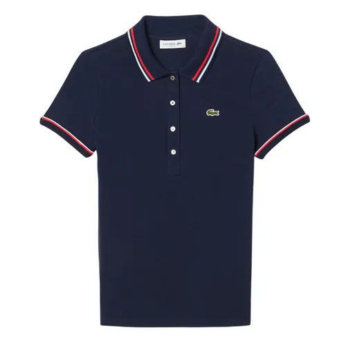 Áo Polo Nữ Lacoste Women's L.12.D Slim Fit Jersey Polo DF9599 55G GWI Màu Xanh Navy Size 34