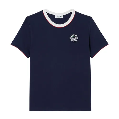 Áo Thun Nữ Lacoste Women's Ultra Dry Tennis Heritage Badge T-Shirt TF8640-51 HHW Màu Xanh Navy Size 34
